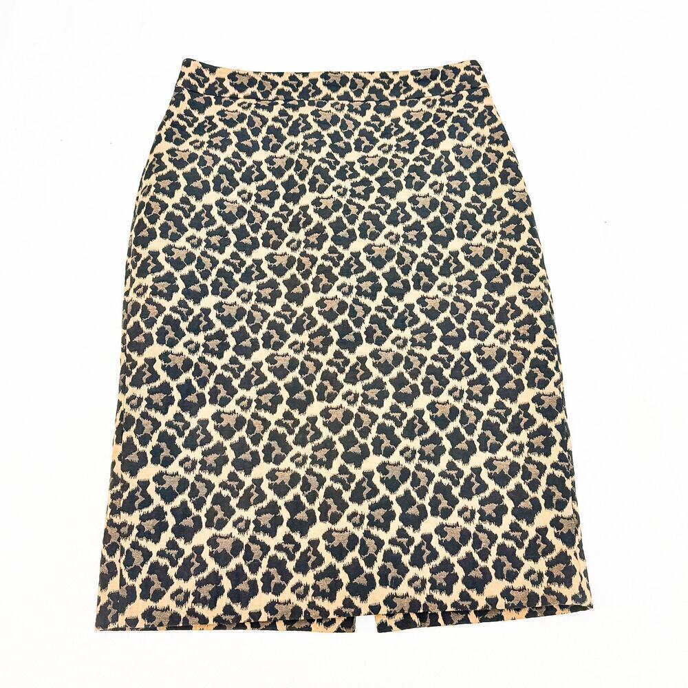 Talbots Leopard Printed Straight Pencil Skirt Brown Black Size 8